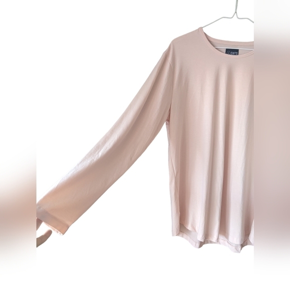 Cuts Clothing AO Long Sleeve Curve-Hem Tee XL Pale Pink - Picture 3 of 7